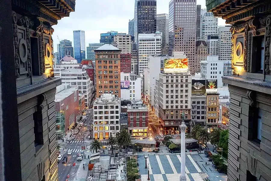 The view from the Westin St. Francis looking out onto Union Square